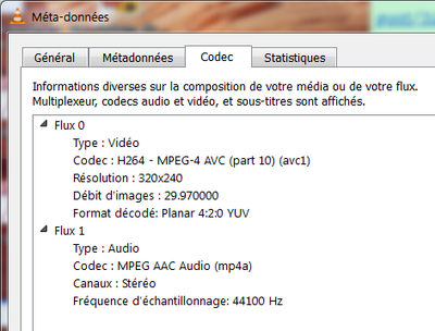 VLC - Codecs utilisés sur Dailymotion