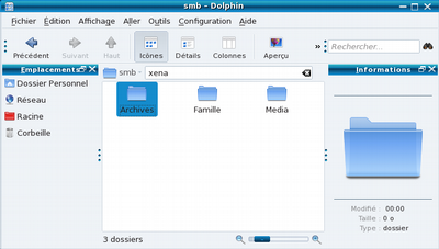 Poste client Samba sous KDE : Les partages