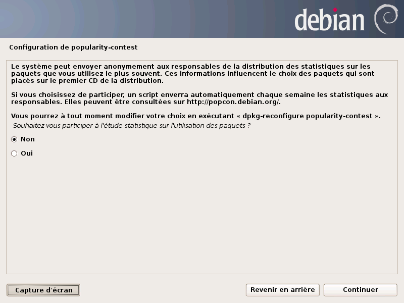 Autorisez-vous Debian à vous surveiller ?