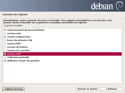 Choix des logiciels à installer (Debian)