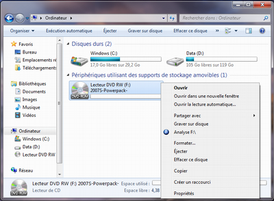 Graver un CD/DVD avec Windows 7